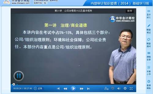 2014年国际注册内部审计师《内部审计知识要素》基础班免费高清课程