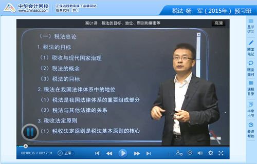 杨军老师2015年注册会计师考试《税法》预习班高清课程
