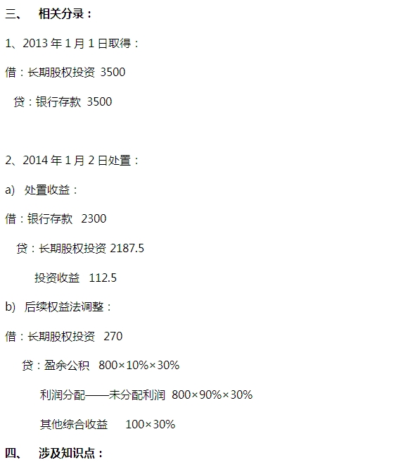 2015注会“借题发挥”会计篇：长期股权投资（方法转换）