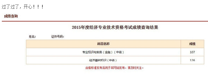 网校2015年经济师考试学员成绩