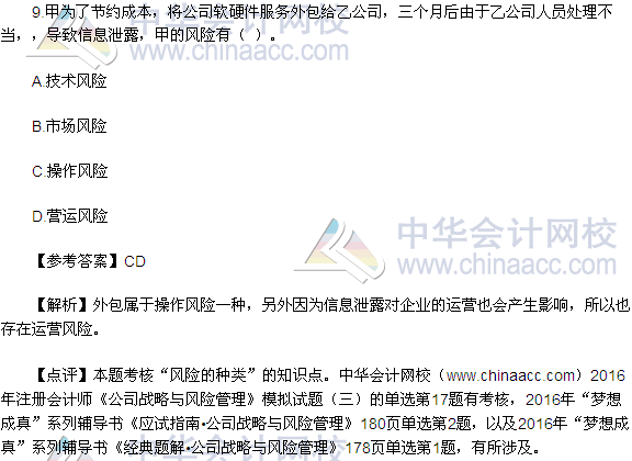 2016注会《公司战略与风险管理》多选题及答案(考生回忆版)