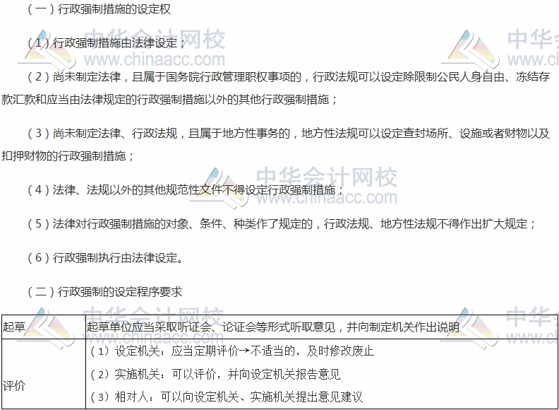 2017税务师考试《涉税服务相关法律》高频考点：行政强制的设定