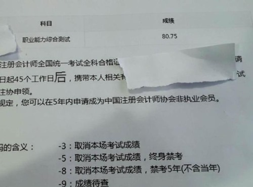 注册会计师考试成绩