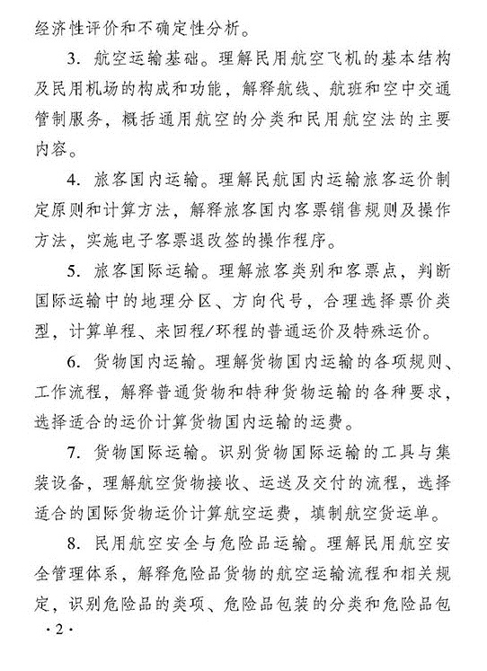 2018年初级运输经济民航专业知识与实务考试大纲