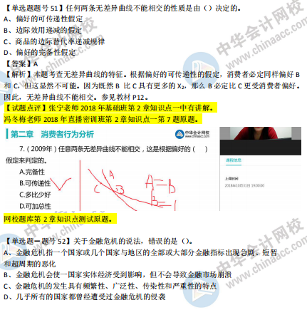 2018年第二批次中级经济基础知识试题涉及考点对比【51-60题】