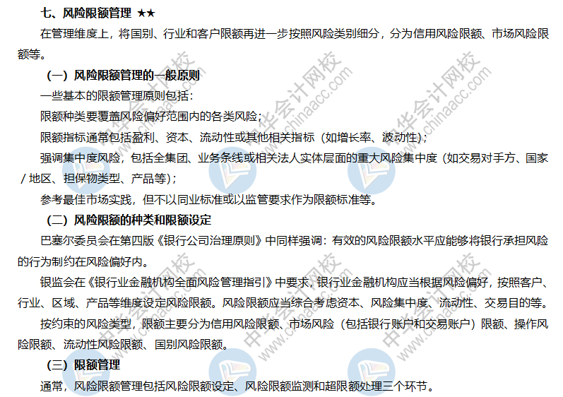 风险限额管理