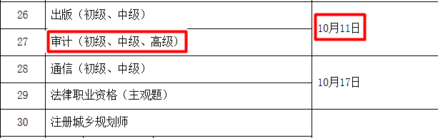 2020审计师考试时间 2020审计师考试时间