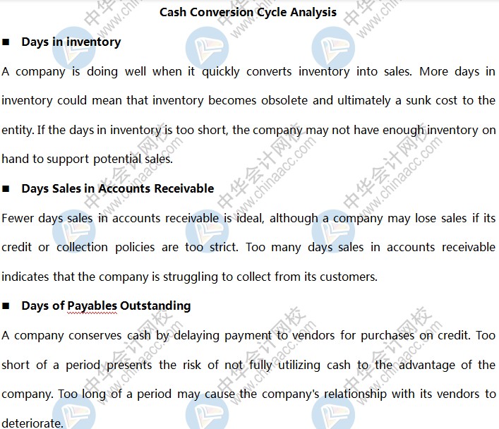 BEC商业环境知识点：营运资本指标—现金周转期分析