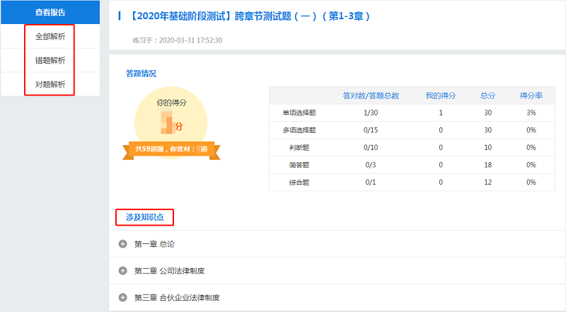 中级会计高效实验班经济法跨章节测试（1-3章）已开通 来做题！