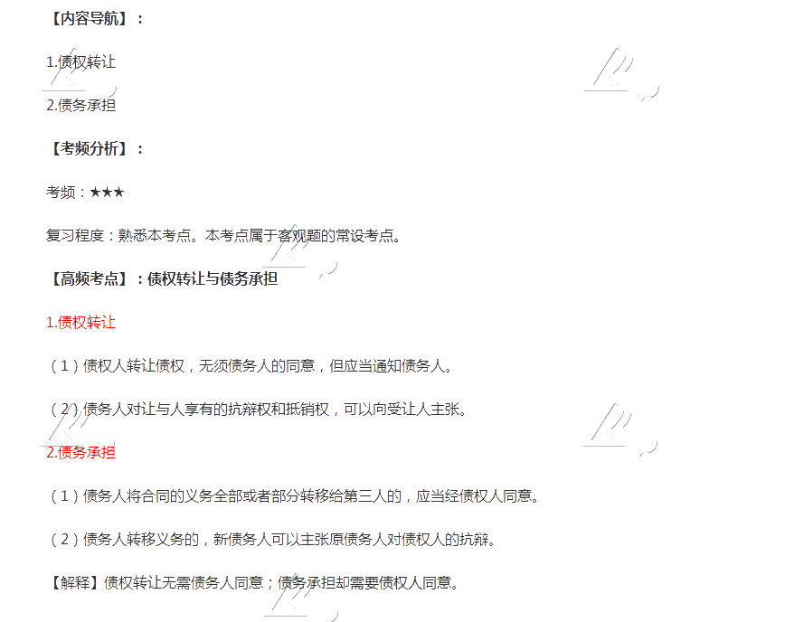 2020年注会《经济法》第四章高频考点:债权转让与债务承担 2020年注会《经济法》第四章高频考点:债权转让与债务承担