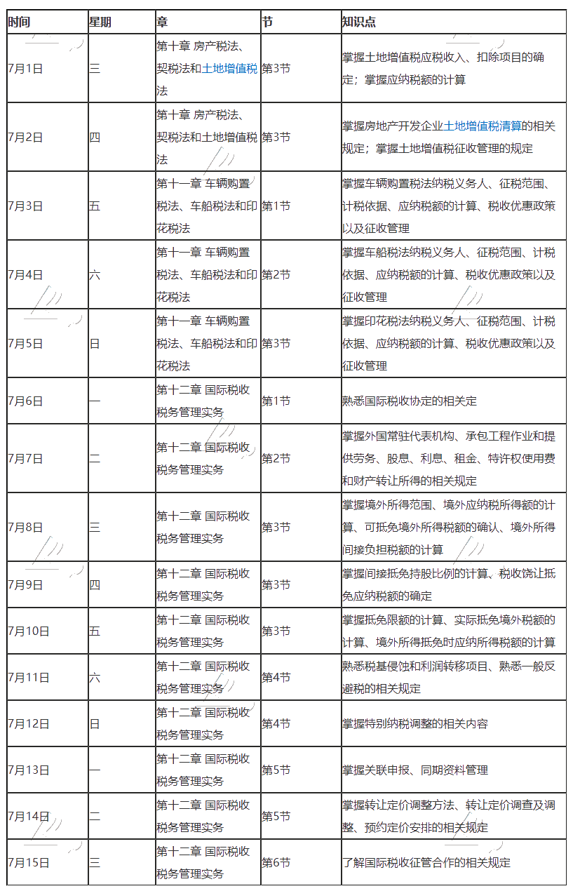 【建议收藏】2020年注册会计师7月（上）学习日历来啦！