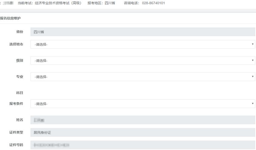 高级经济师报名信息填写