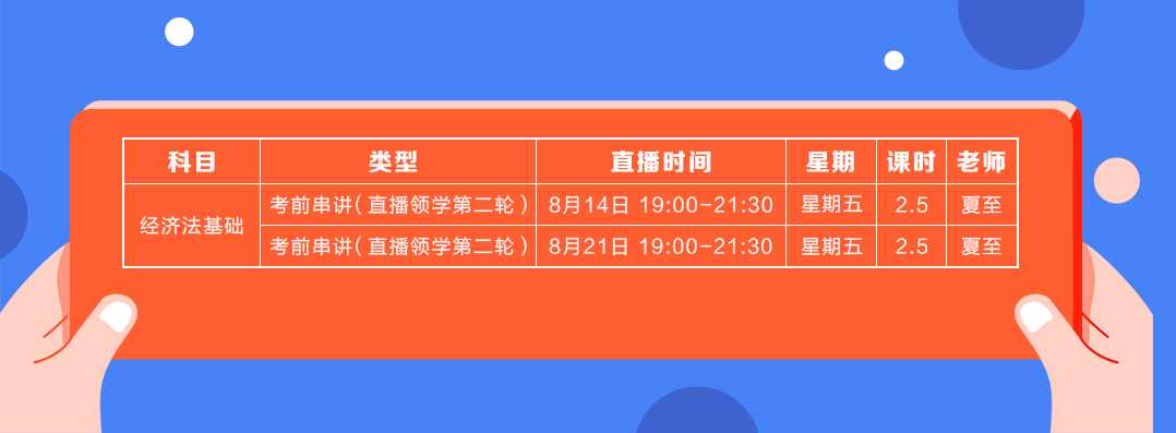 直播领学8月份经济法基础课表2 直播领学8月份经济法基础课表2