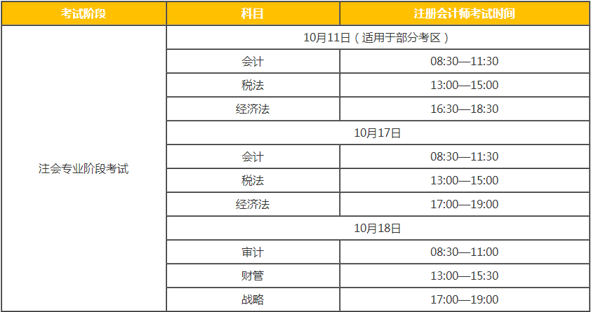 辽宁地区注册会计师考试时间为10月11日、17-18日 辽宁地区注册会计师考试时间为10月11日、17-18日