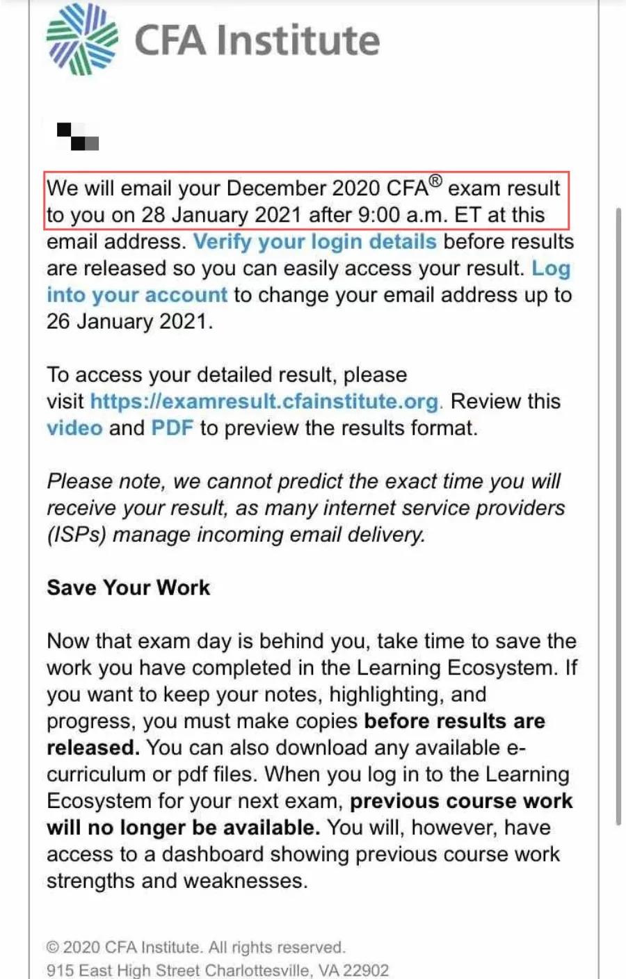 定了!CFA协会刚刚通知:CFA成绩将于这天出! 定了!CFA协会刚刚通知:CFA成绩将于这天出!