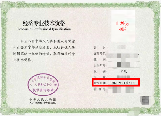 经济师证书样本