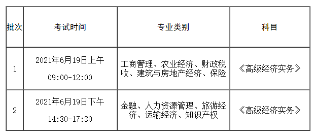 各专业2021高级经济师考试时间安排 各专业2021高级经济师考试时间安排