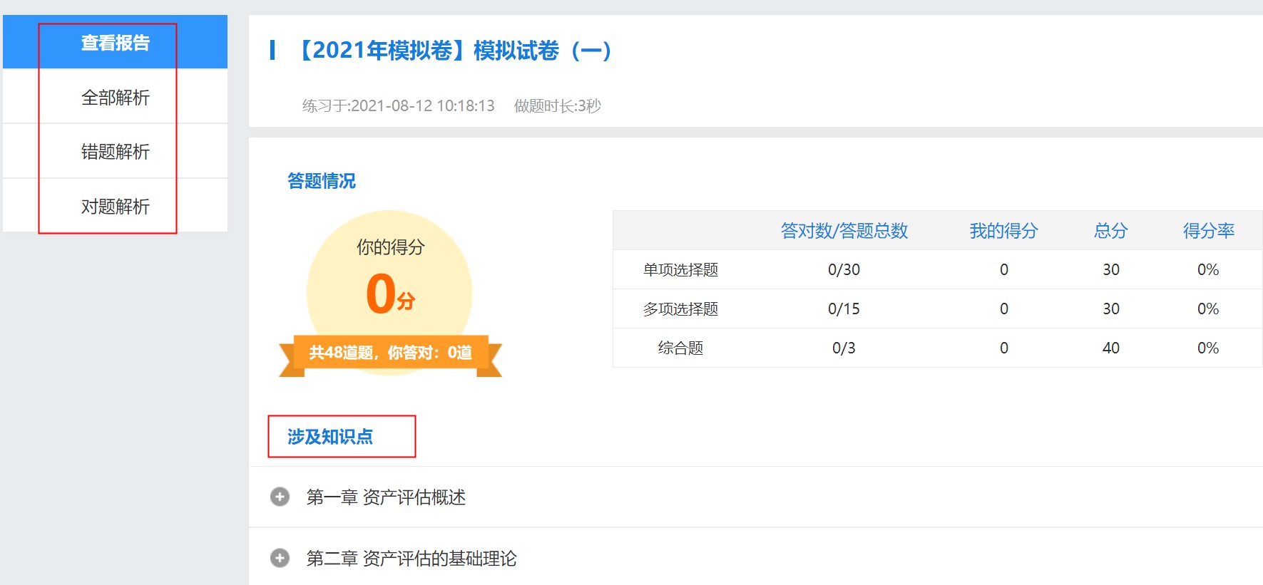 2021年资产评估师高效实验班配套模拟卷已开通 4
