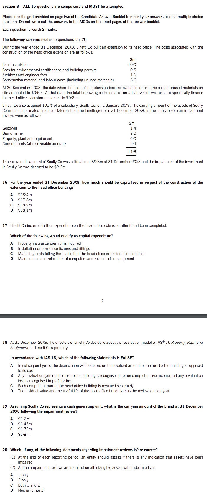 2019年3月6月ACCA FR真金题（1）