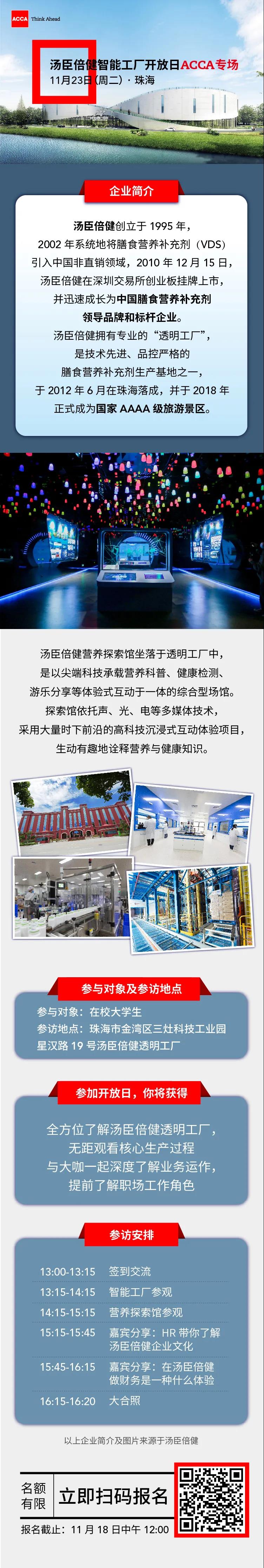 汤臣倍健智能工厂开放日ACCA专场（11月23日，珠海）