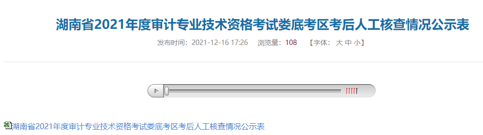 娄底2021初中级审计师考后人工核查情况公示