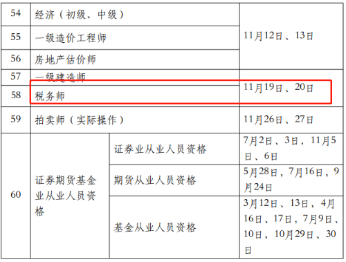 税务师考试时间 税务师考试时间
