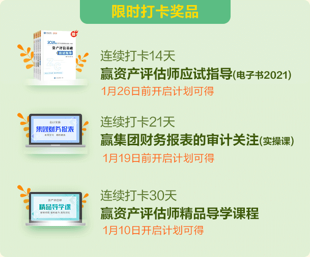 资产评估师有奖打卡奖品 资产评估师有奖打卡奖品