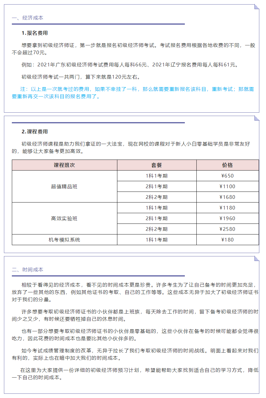备考成本 备考成本