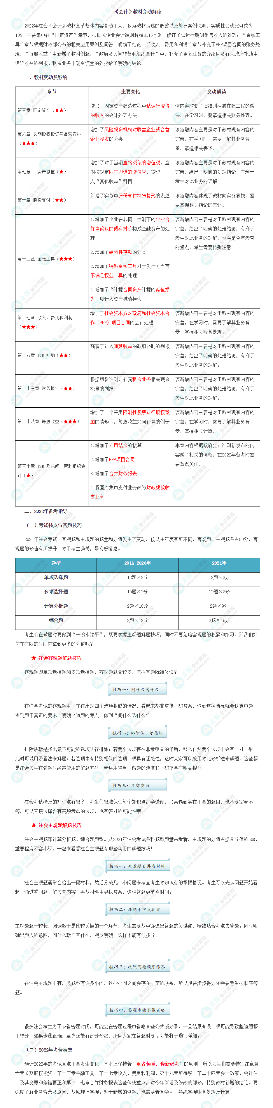 【考生关注】2022年注册会计师《会计》教材变动深度解读！