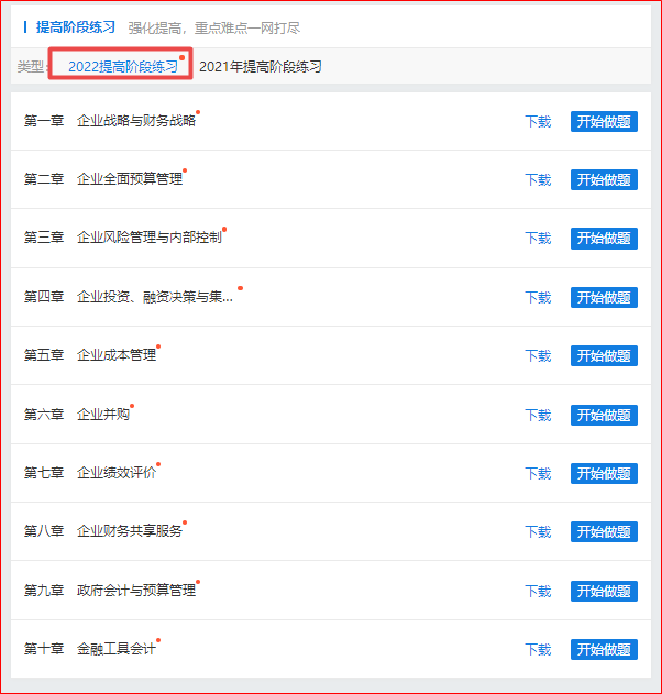 做题啦！2022年高会提高阶段练习题库已全部开通！