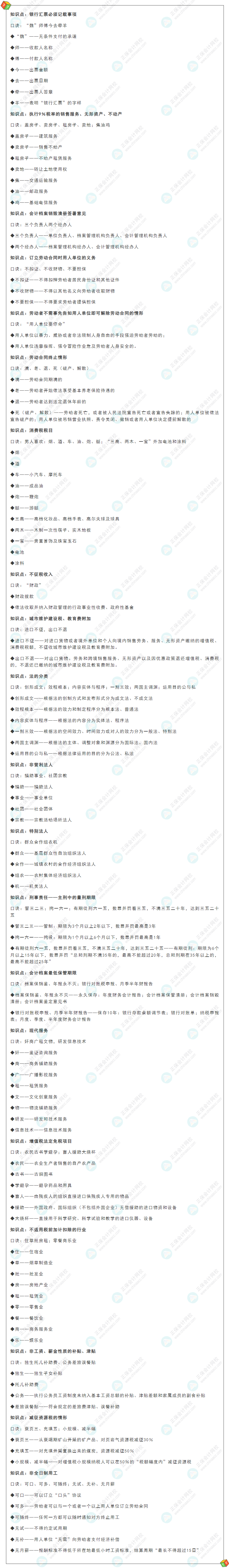 快速掌握!2022年初级会计《经济法基础》必背口诀! 快速掌握!2022年初级会计《经济法基础》必背口诀!