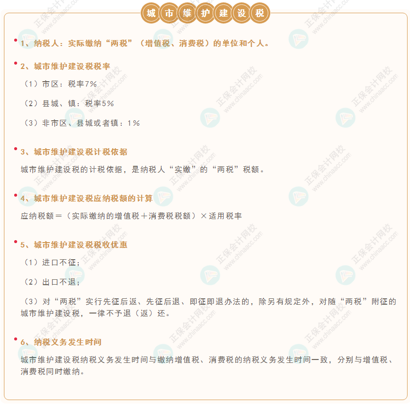 《经济法基础》30天重要知识点打卡！第14天：城市维护建设税