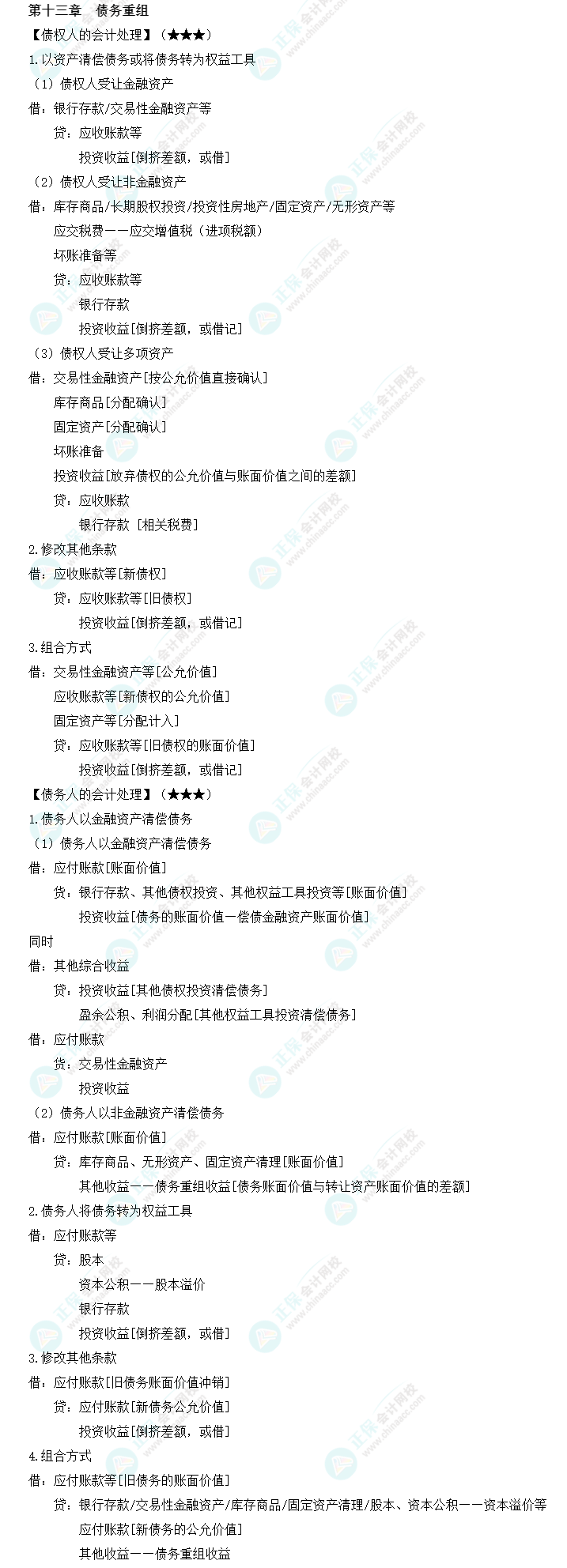 【新教材整理】中级会计职称《中级会计实务》第十三章必备分录