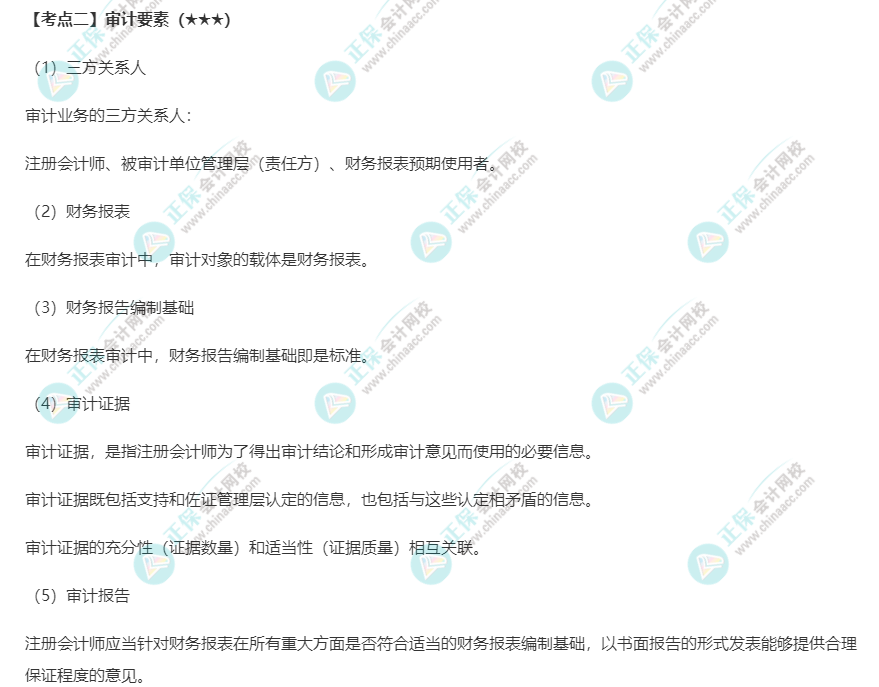 2022年注会《审计》第一章高频考点2:审计要素 2022年注会《审计》第一章高频考点2:审计要素