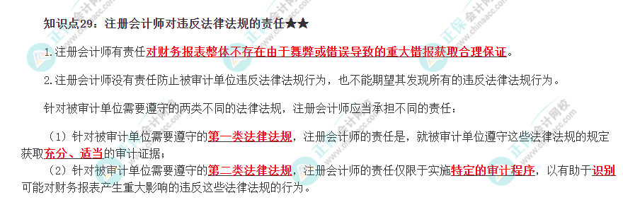 2022注册会计师《审计》必背知识点二十九 2022注册会计师《审计》必背知识点二十九
