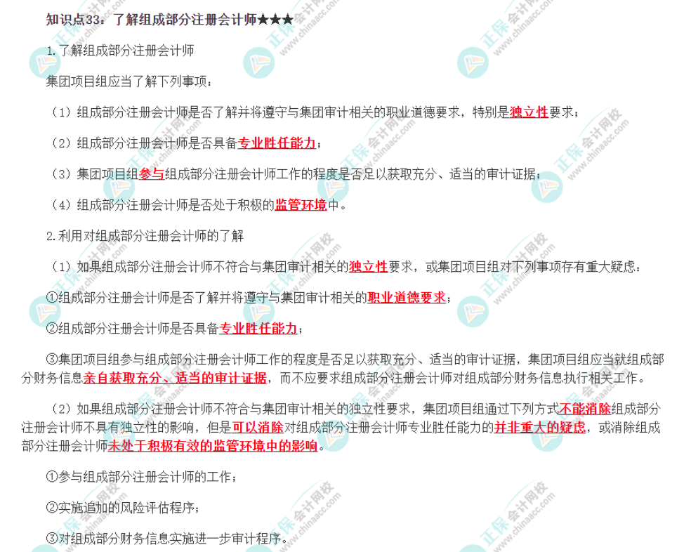 注册会计师《审计》必背知识点