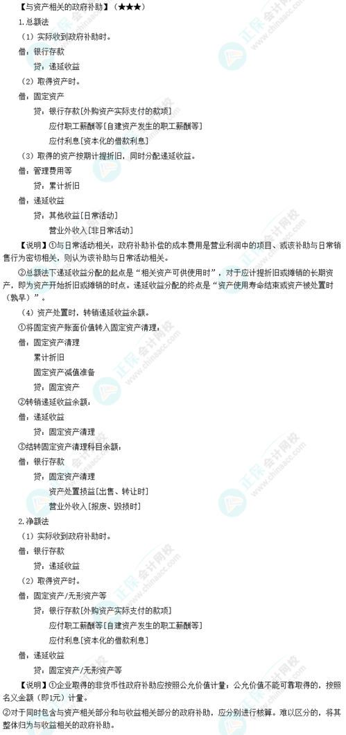 《中级会计实务》必备分录：与资产相关的政府补助