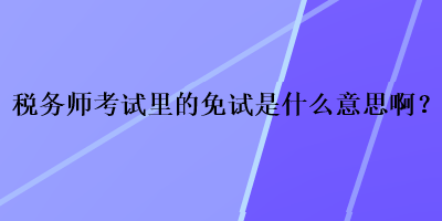 税务师考试里的免试是什么意思啊? 税务师考试里的免试是什么意思啊?