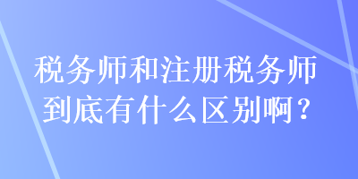 税务师和注册税务师到底有什么区别啊？