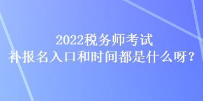 2022税务师考试补报名入口和时间都是什么呀？