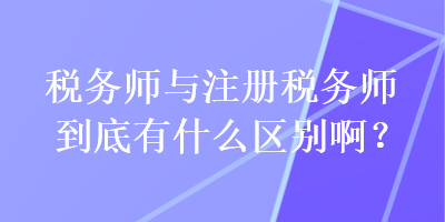 税务师与注册税务师到底有什么区别啊？