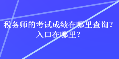 税务师的考试成绩在哪里查询？入口在哪里？