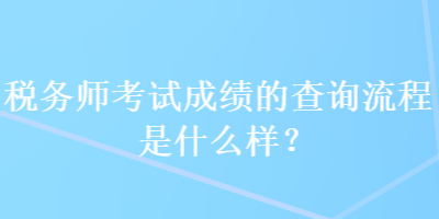税务师考试成绩的查询流程是什么样? 税务师考试成绩的查询流程是什么样?