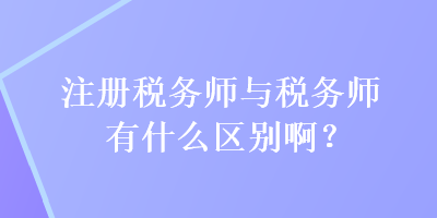 注册税务师与税务师有什么区别啊？