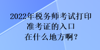 2022年税务师考试打印准考证的入口在什么地方啊？