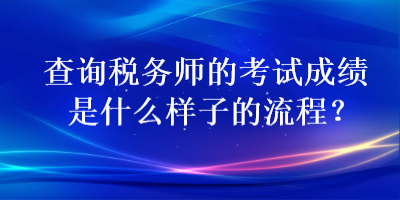 查询税务师的考试成绩是什么样子的流程? 查询税务师的考试成绩是什么样子的流程?