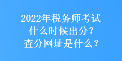 2022年税务师考试什么时候出分？查分网址是什么？