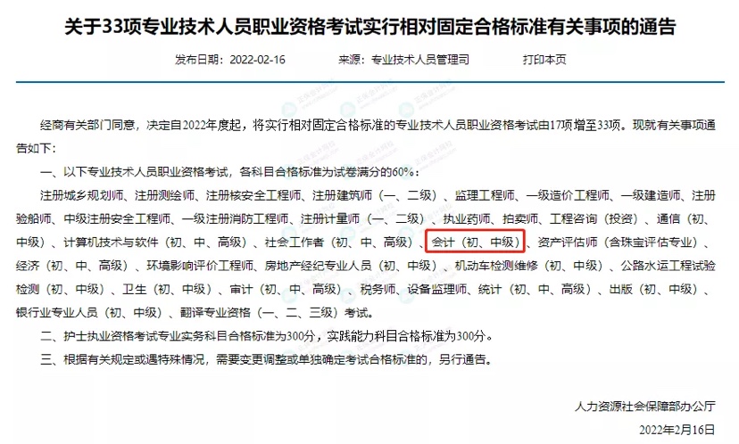 关于中级会计考试合格标准......
