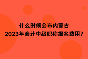 什么时候公布内蒙古2023年会计中级职称报名费用？