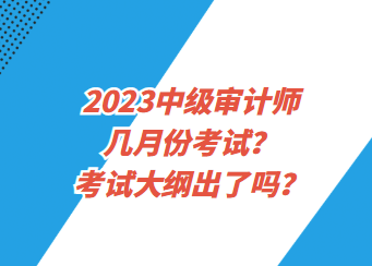 2023中级审计师几月份考试?考试大纲出了吗? 2023中级审计师几月份考试?考试大纲出了吗?